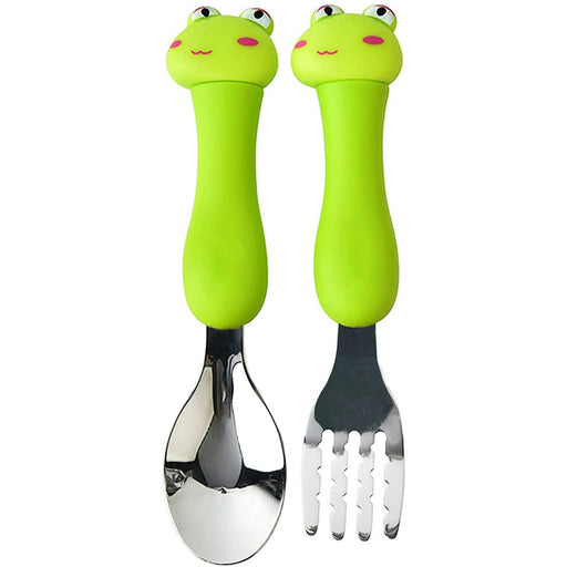 Stylex Children Flatware Set Of 2 Green Frog - Bear Country Kitchen
