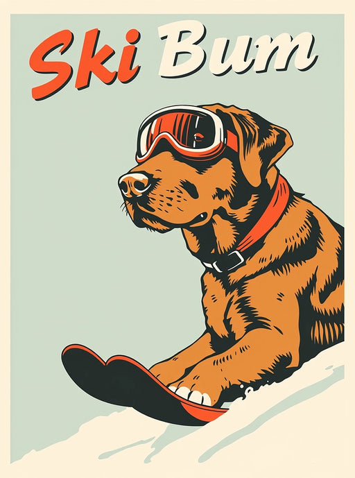 Sofs Design Greeting Card Ski Bum (Dog) - Bear Country Kitchen