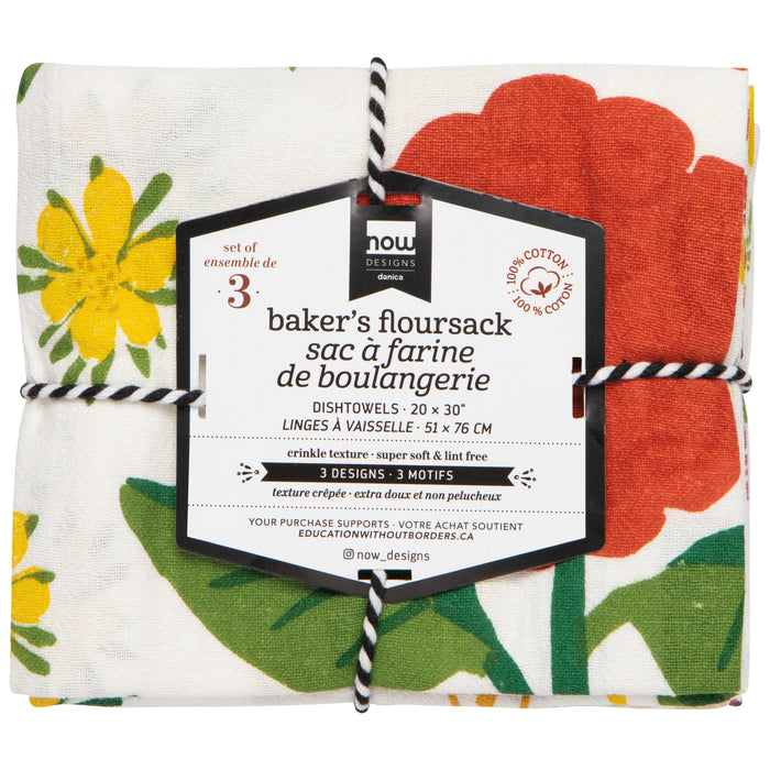 Danica Now Designs Bakers Floursack Set Of 3 Flowers Of The Month - Bear Country Kitchen