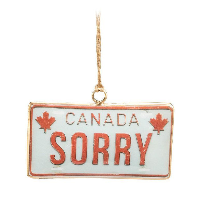 Abbott Metal Canada Sorry License Plate Ornament