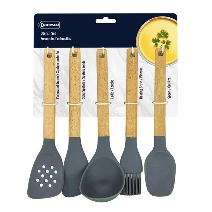 Danesco Mini Silicone Utensil Set Of 5 Charcoal - Bear Country Kitchen