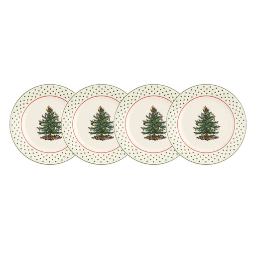 Spode Christmas Tree Polka Dot Dessert Plates Set Of 4 - Bear Country Kitchen
