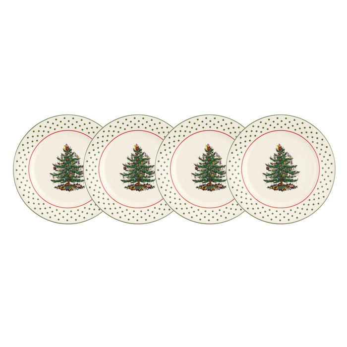 Spode Christmas Tree Polka Dot Dessert Plates Set Of 4 - Bear Country Kitchen
