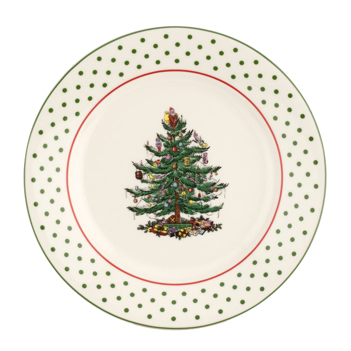 Spode Christmas Tree Polka Dot Dessert Plates Set Of 4 - Bear Country Kitchen