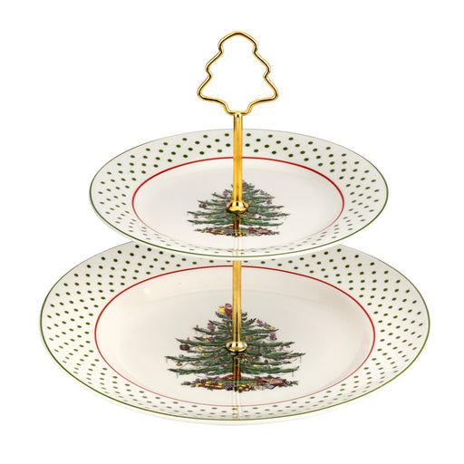 Spode Christmas Tree Polka Dot 10" Tiered Server - Bear Country Kitchen
