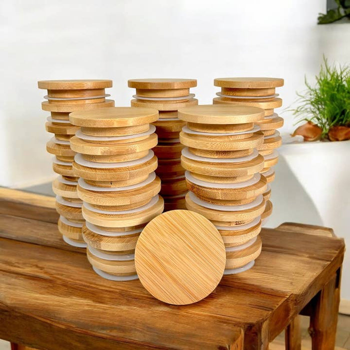 Bamboo Switch Lid For Wide Mouth Mason Jar - Bear Country Kitchen