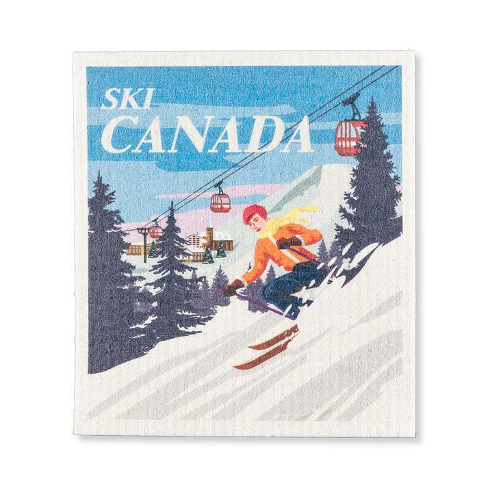 Abbott Swedish Dish Cloth Graphic Ski Canada - Bear Country Kitchen