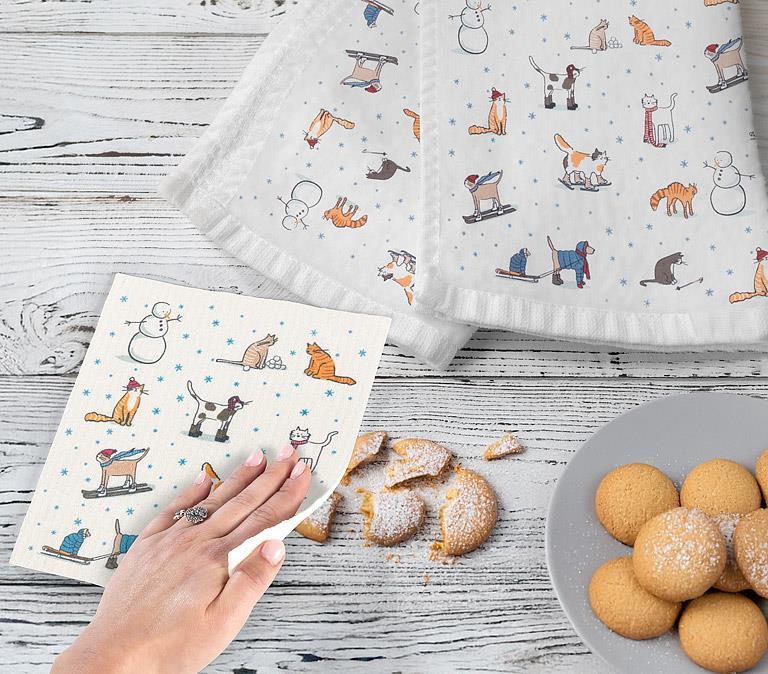 Abbott Swedish Dishcloths Winter Cats - Bear Country Kitchen
