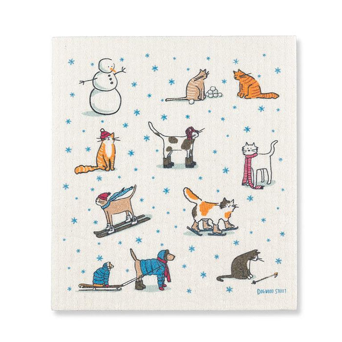 Abbott Swedish Dishcloths Winter Cats - Bear Country Kitchen