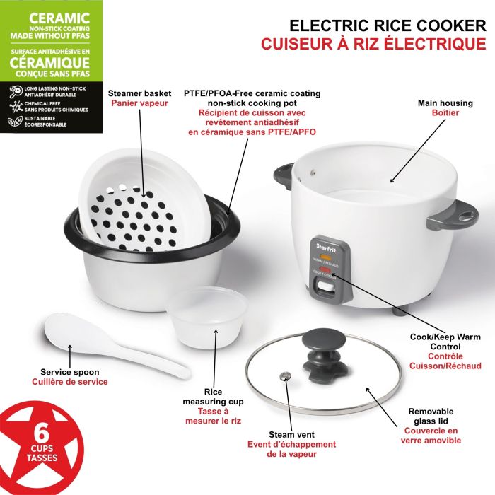 Starfrit 6 Cup Ceramic Coated Rice Cooker - Bear Country Kitchen