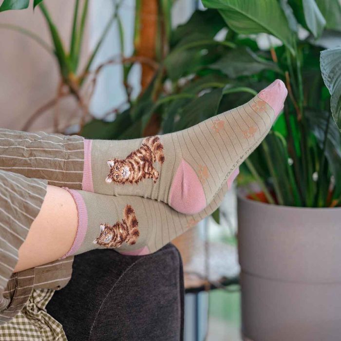 Wrendale Women;s Bamboo Sock Feline Fabulous - Bear Country Kitchen