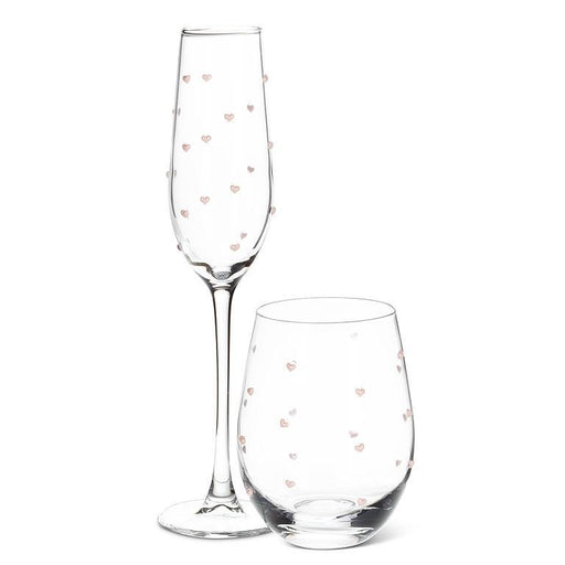 Abbott Stemless Wineglass With Pink Hearts - Bear Country Kitchen