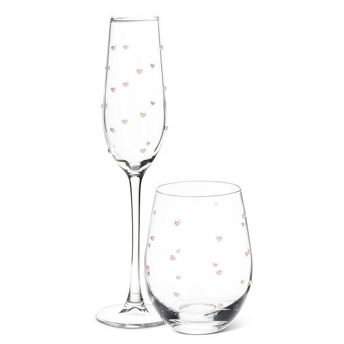 Abbott Stemless Wineglass With Pink Hearts - Bear Country Kitchen