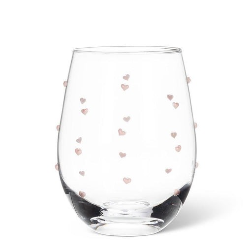 Abbott Stemless Wineglass With Pink Hearts - Bear Country Kitchen