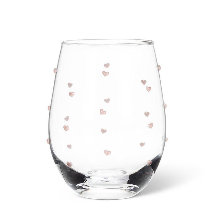 Abbott Stemless Wineglass With Pink Hearts - Bear Country Kitchen