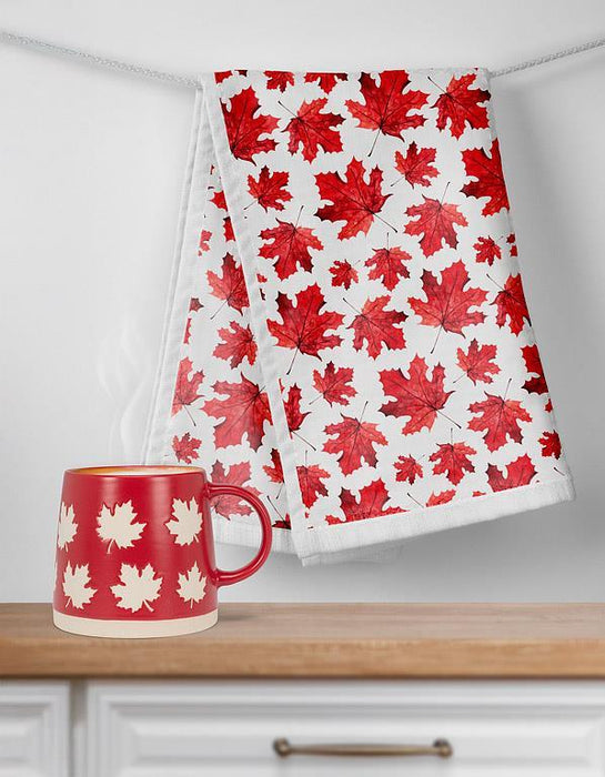 Abbott Wide Base Mug Maple Leaves Red - Bear Country Kitchen