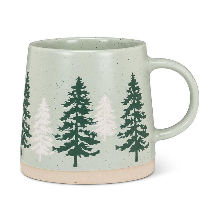 Abbott Wide Base Mug with Pine Trees Green