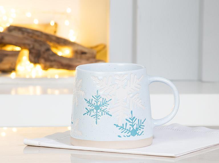 Abbott Wide Base Mug Snowflakes Blue