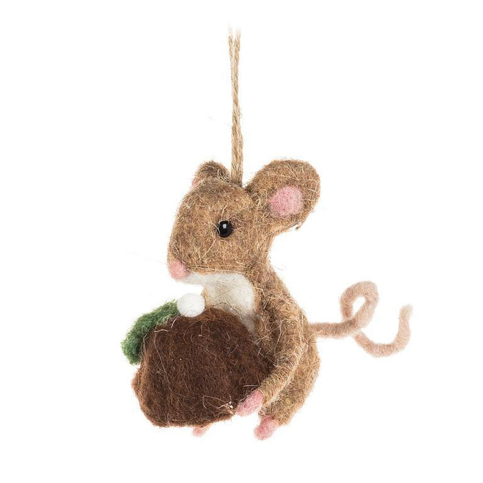 Abbott Felt Ornament Mouse with Christmas Pudding