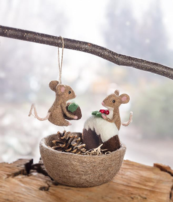 Abbott Felt Ornament Mouse with Christmas Pudding