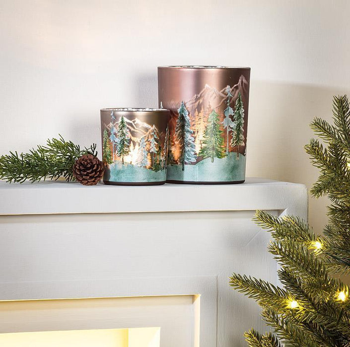 Abbott Small Frosted Trees Green/Brown Votive
