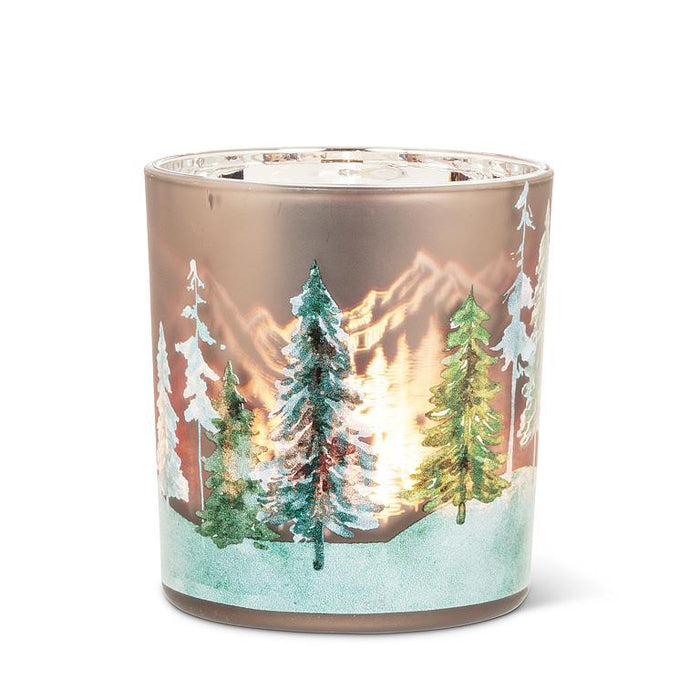 Abbott Small Frosted Trees Green/Brown Votive