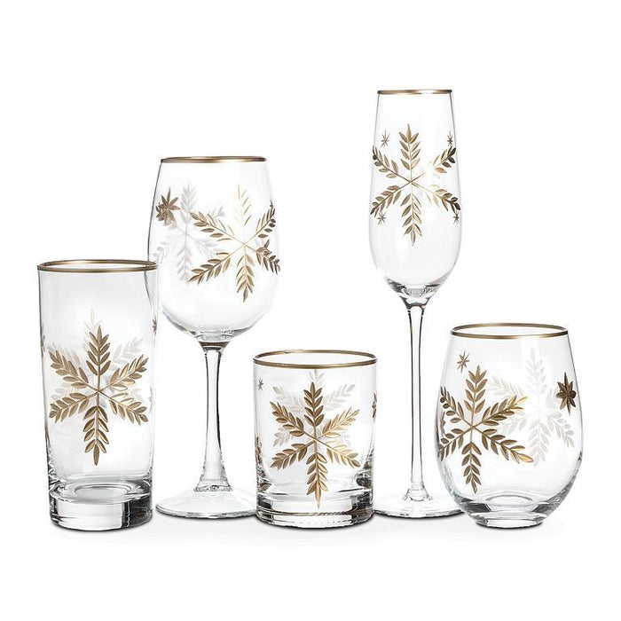 Abbott Stemless Wine Glass Gold Snowflalke