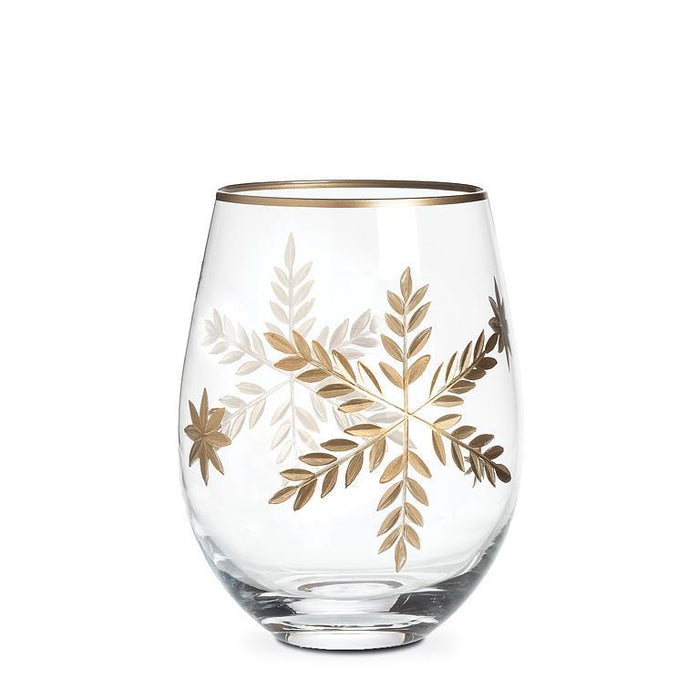 Abbott Stemless Wine Glass Gold Snowflalke