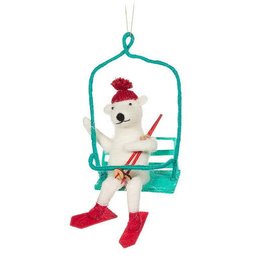 Abbott Felt Ornament Bear On Ski Lift - Bear Country Kitchen