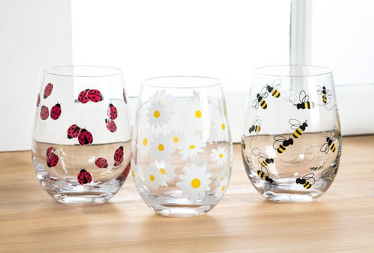 Abbott Stemless Wine Glass Ladybugs - Bear Country Kitchen