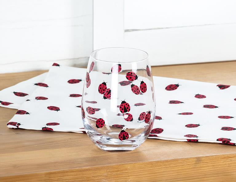 Abbott Stemless Wine Glass Ladybugs - Bear Country Kitchen