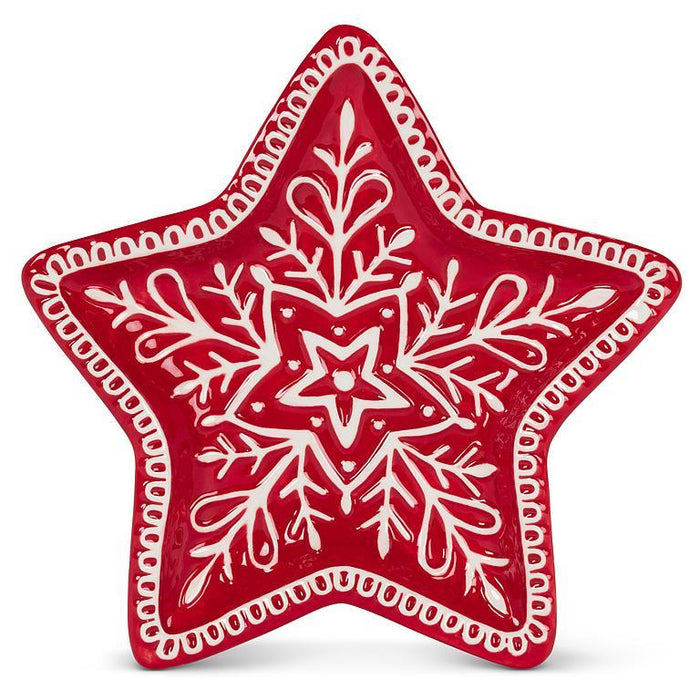 Abbott Star Plate Red With Snowflakes