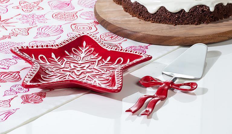 Abbott Star Plate Red With Snowflakes