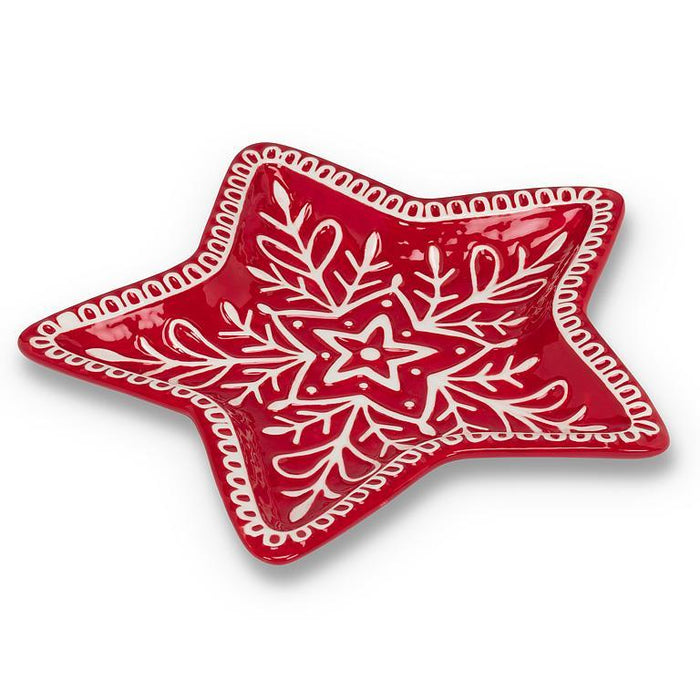 Abbott Star Plate Red With Snowflakes