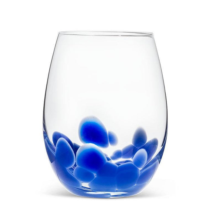 Abbott Stemless Wine Glass Fused Dots Blue - Bear Country Kitchen
