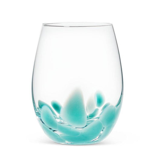 Abbott Stemless Wine Glass Fused Dots Turquoise - Bear Country Kitchen