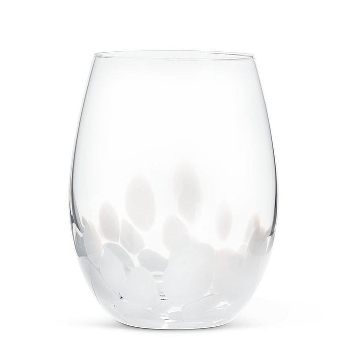 Abbott Stemless Wine Glass Fused Dots White - Bear Country Kitchen