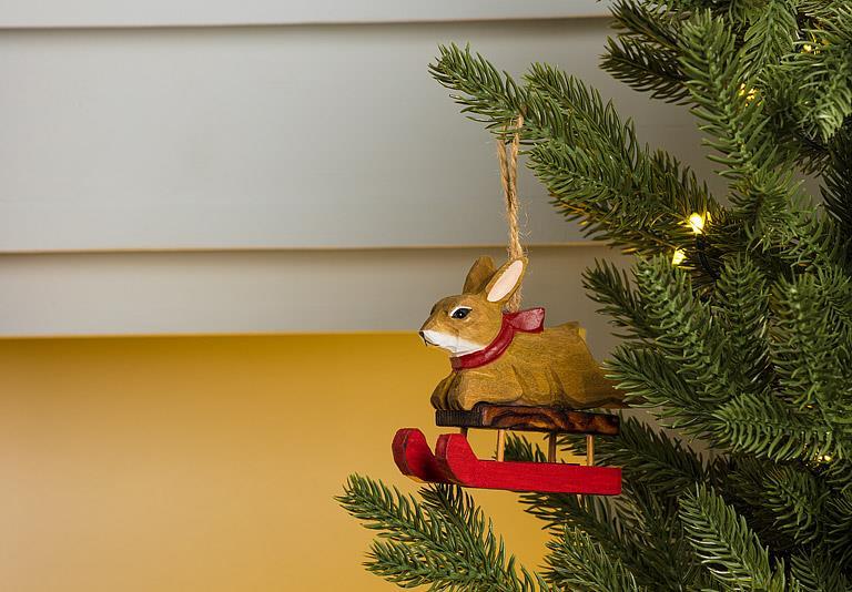 Abbott Ornament Sledding Rabbit