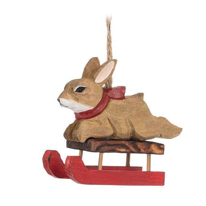 Abbott Ornament Sledding Rabbit