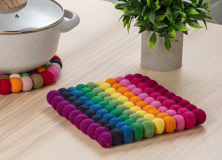 Abbott Felt Pompon Trivet Rainbow Stripe - Bear Country Kitchen