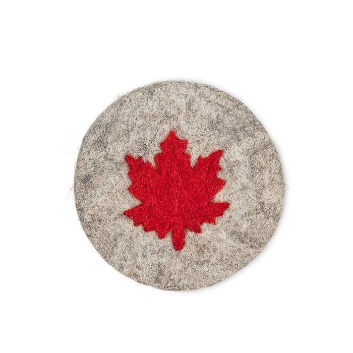 Abbott Felt Coaster Set Of 4 Grey Maple Leaf - Bear Country Kitchen