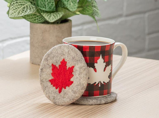 Abbott Felt Coaster Set Of 4 Grey Maple Leaf - Bear Country Kitchen