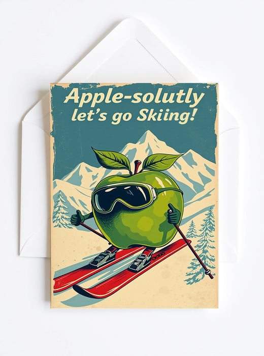 Sofs Design Greeting Card Apple Skiing - Bear Country Kitchen