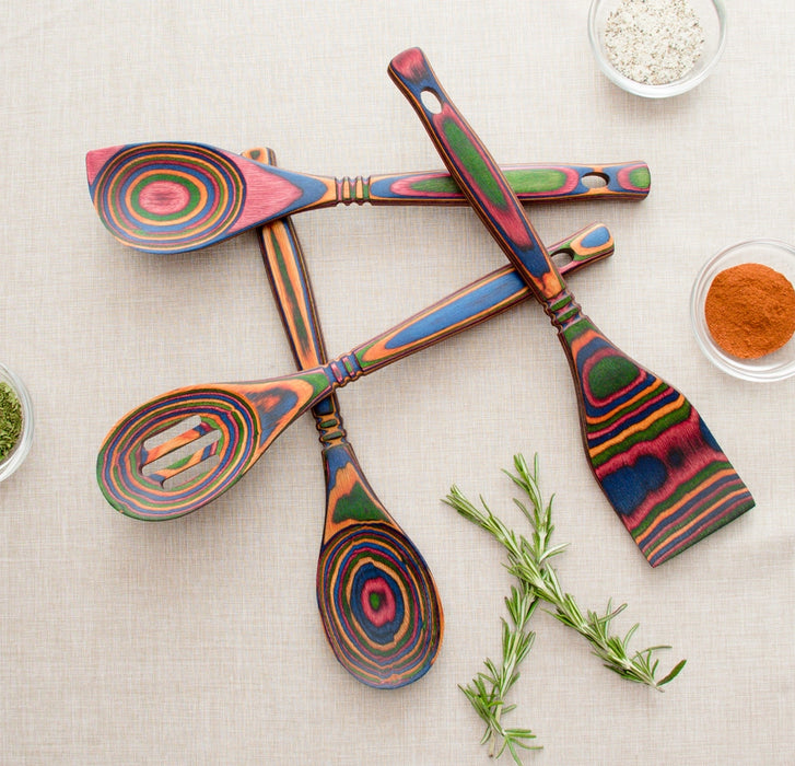 Island Bamboo Pakkawood Toast Tongs Rainbow 23.5CM