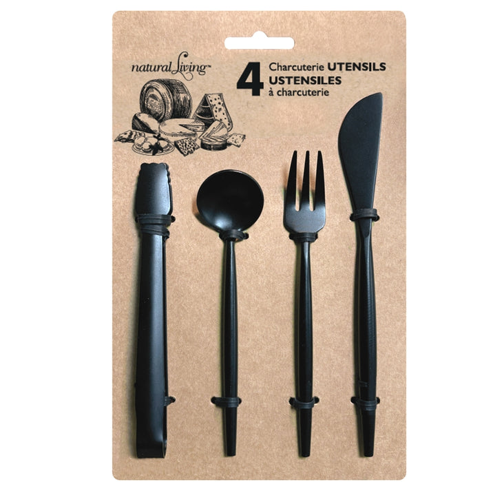 Natural Living Charcuterie Utensil Set Of 4 Black - Bear Country Kitchen