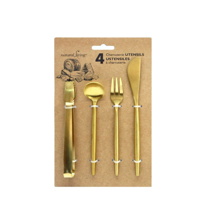 Natural Living Charcuterie Utensil Set Of 4 Gold - Bear Country Kitchen