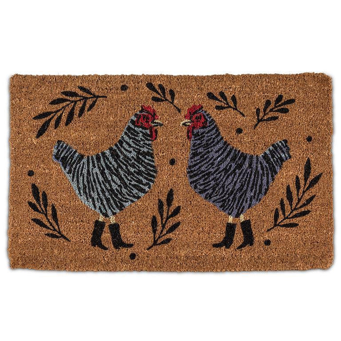 Abbott Coir Doormat Grey Chickens - Bear Country Kitchen