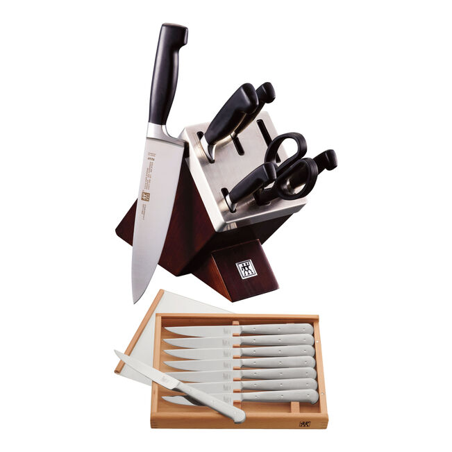 Zwilling Four Star Knife Block Set 8 Piece With Bonus Steak Knives