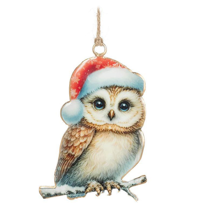 Abbott Ornament Owl in Santa Hat