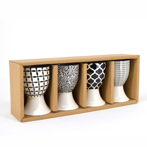 Bia Egg Cups Set Of 4 Black & White - Bear Country Kitchen
